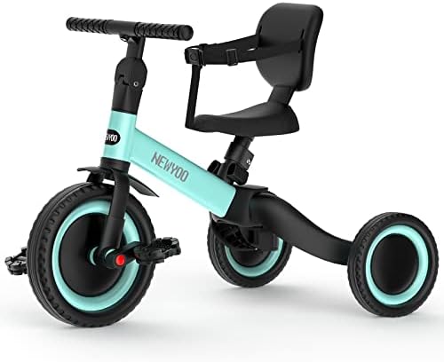 אופני פעוטות של Newyoo, Tricycle Tricycle for 1-3, 3 באופני איזון אחד, טריק עם חגורת בטיחות ומשענת גב, מתנה