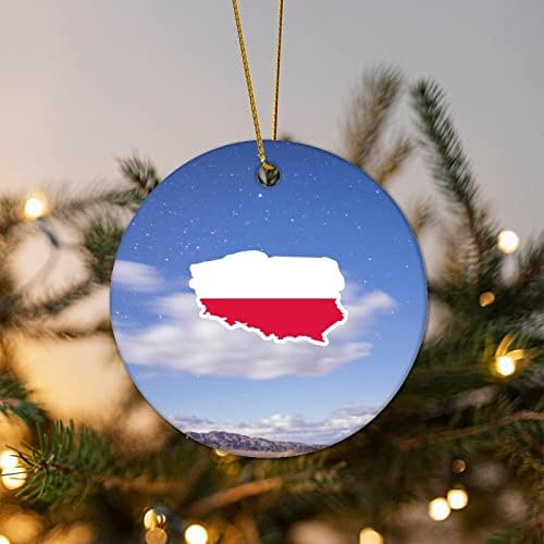 דגל פולין לחג המולד קישוטי קרמיקה לחג המולד קישוט חרסינה לחג המולד גאווה קרמיקה חג המולד מזכרת 3 אינץ