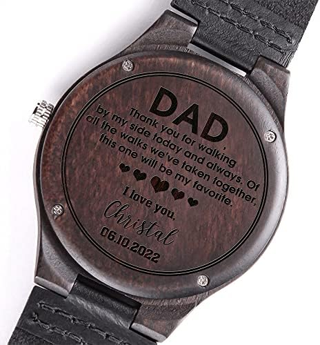 שעון עץ חרוט בהתאמה אישית לאב הכלה, מתנות לאבא מהכלה שעון בהתאמה אישית, מתנה לחתונה לאבא מהבת, שעון העבודות
