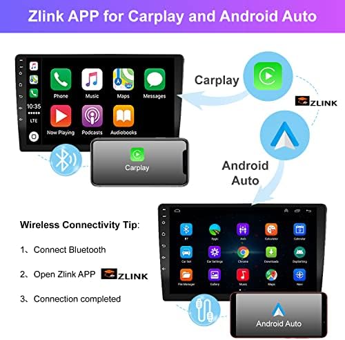 תאימות סטריאו של מכוניות DIN כפולות עם Apple Carplay Android Auto Auto 10.1 אינץ