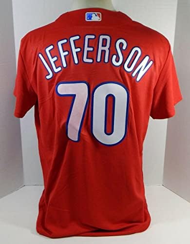 פילדלפיה פיליז DJ Jefferson 70 משחק הונפק ג'רזי אדום EXT ST BP L 831 - משחק משומש גופיות MLB