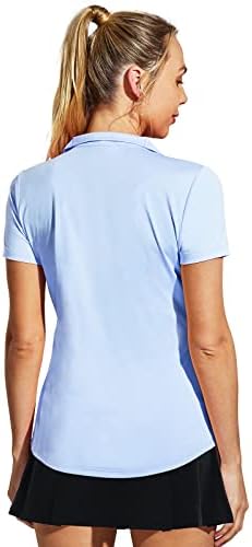 חולצות פולו גולף נשים של נשים צווארון נ 'צוואר חולצת טניס שרוול קצר, התאמה יבשה, פיתול לחות, הגנה מפני