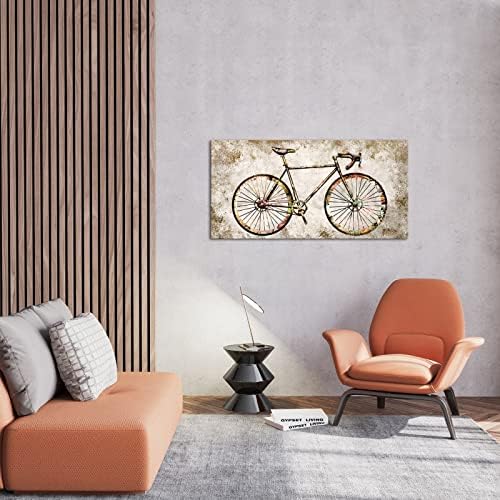 אופניים בד הדפסת קיר אמנות - בציר אופני בד הדפסי גדול גודל קיר אמנות ממוסגר לסלון קיר תפאורה 24