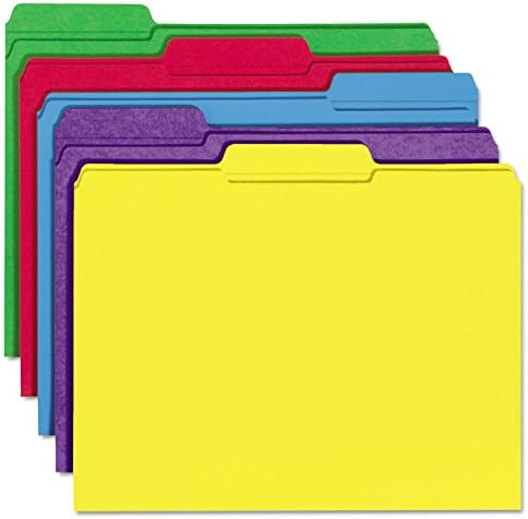 אוניברסלי 16166 קובץ תיקיות, 1/3 לחתוך כפול רובדי למעלה כרטיסייה, מכתב, מגוון צבעים, 100 / תיבה