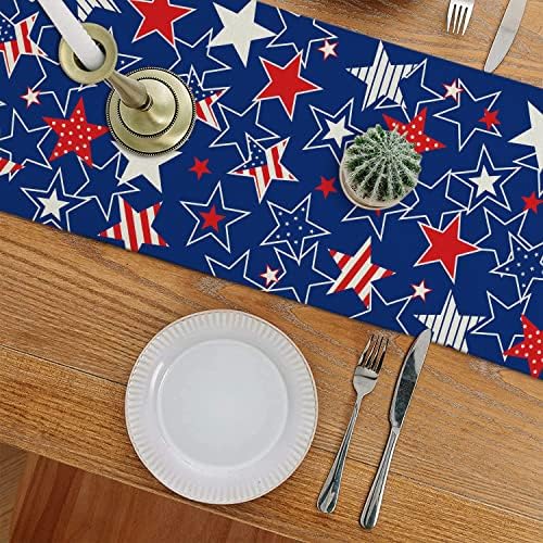 4 ביולי רץ לשולחן דגל אמריקאי כוכבים פטריוטי יום הזיכרון יום העצמאות קישוטי בית מטבח אוכל שולחן
