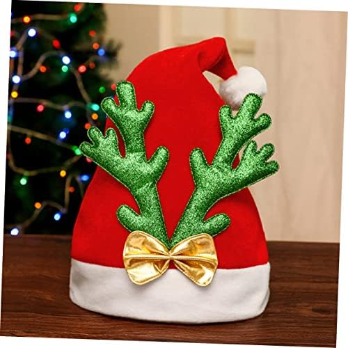 קרן צבי סנטה כובע סנטה תלבושות נצנצים סנטה כובעי קרן צבי דקור חג המולד מבוגרים כובעי אדום סנטה