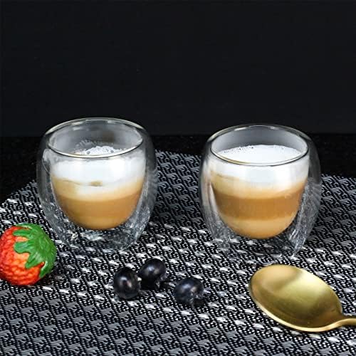 ספלי קפה זכוכית ינווילילית קפה כפול עם ידית, ספלי קואפי גדולים, כוסות זכוכית קפה מבודדות, בידוד