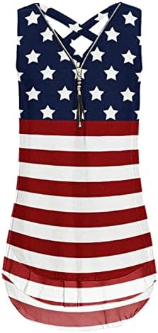 נשים שיפון עמוק צוואר אמריקאי דגל מזדמן לעטוף חולצה טנק חולצה אפוד חולצה ללא שרוולים חולצת טי בנות