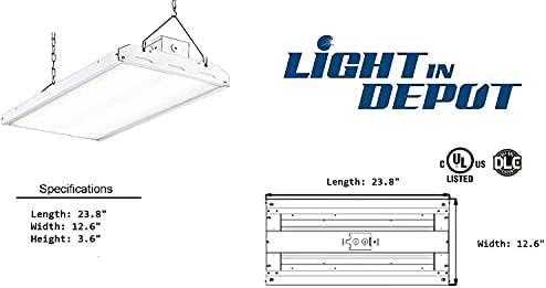4 פאק 2ft Bay Bay Light, Led Linear Shop Light, 165W- 23100LM- 5000K- 400WMH שווה -120277V AC, למחסן, מוסך, ספסל