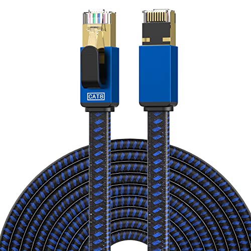 Lekvkm Cat 8 כבל Ethernet 100 מטר במהירות גבוהה כבל אינטרנט ניילון ניילון קלוע כבל RJ45 מחברים SSTP