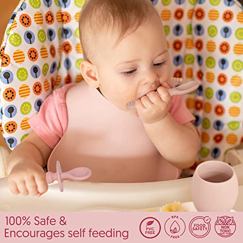 סט האכלת סיליקון לתינוק - כלי גמילה של LED לתינוקות, ביקופי סיליקון, כוסות האכלה לתינוקות לבנים, בנות ופעוטות