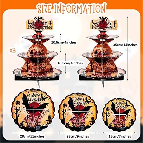 61 PCS Cupcake Stand Stand Stand 3 Tier Halloween Cardboar