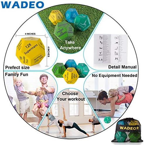 קוביות פעילות גופנית, Wadeo 4PCS קוביות אימון לחדר כושר ביתי, אימון במשקל גוף, אימוני כוח, קרדיו, אימון HIIT,