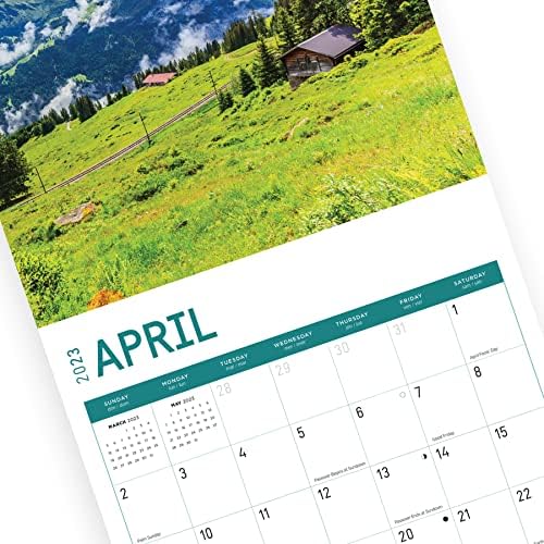 2023 לוח השנה של שוויץ קיר לפי יום ברייט, 12X12 אינץ ', יעד נסיעה אירופי