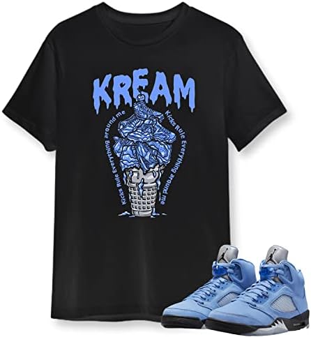 חולצת Sneaker Kream עבור Jor = Dan 5 University Blue, חולצה צדדית אחת לסניקר Jor%Dan 5 Uni.ver.Sity