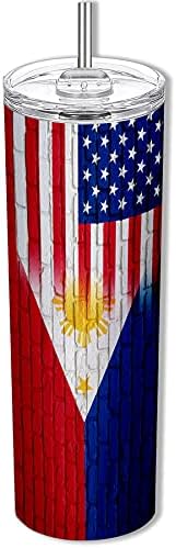 ExpressItbest 20oz סקיני כוס עם דגל הפיליפינים הפיליפינים, פינוי - לבנים וארהב