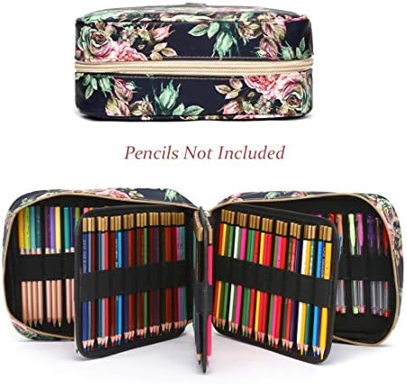 חריץ עפרונות צבעוניים של Youngcol - מחזיק 202 עפרונות או 136 עטים ג'ל נובוק עטים עור מחזיק עיפרון אחסון מארגן