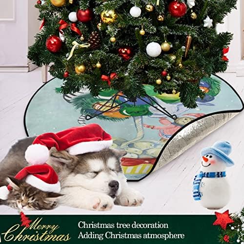 מחצלת עץ חג המולד Visesunny קוף ארנב חתול חג המולד עם בלון אוויר חם ועץ מתנה מעמד מחצלת מגן