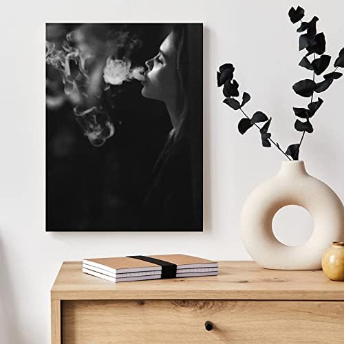 פוסטר אמנות שחור-לבן אישה מעשנת פוסטר סיגריות פוסטר מגניב איש מערות אמנות פוסטר בד אמנות פוסטר קיר אמנות