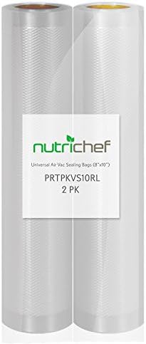 שקיות איטום ואקום של Nutrichef 8x50 רולס 2 חבילה לחיסכון במזון, אטום ארוחה, Nutrichef, כבד ושני 8 x10 '4 מילולת