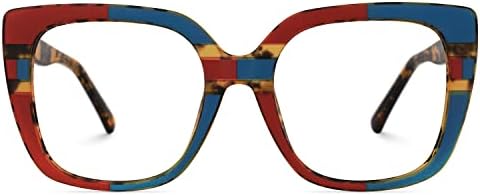 משקפיים מרובעים גדולים במיוחד עם משקפי עדשה שקופים ללא מרשם לנשים ברנדה זופ02126-12 אדום / כחול