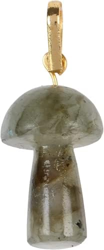 Gemhub תליון/שרשרת אבן גביש טבעית, צורת פטריות קסמי אבן אבני חן עם אמצעי טבעת קפיץ פליז זהוב לייצור תכשיטים
