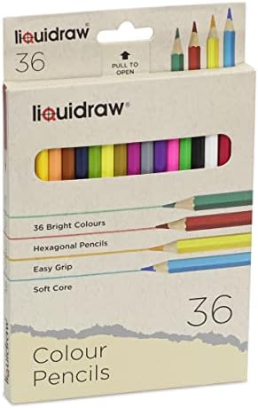 עפרונות צביעה של Liquidraw, סט של 36, עפרונות צבעוניים לספרי צביעה למבוגרים, ילדים, כיתה, אמנים, עפרונות