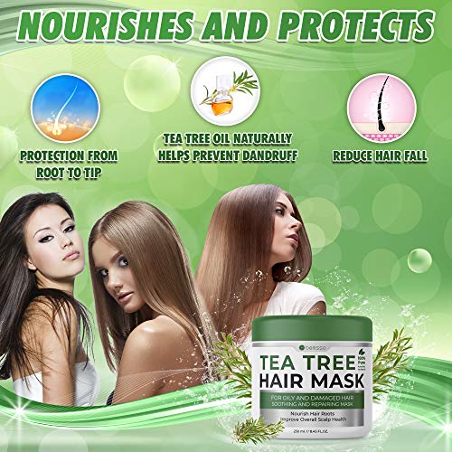 מסכת שיער שמן עץ התה-טיפול מרכך עמוק לכל סוגי השיער - טיפול לחות אינטנסיבי ותיקון לחות חלבון לנשים וגברים