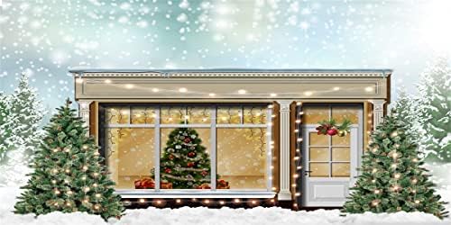 חלון חג המולד 20x10ft רקע רקע עץ חג המולד אורות שלג רקע לקישוט מסיבת חג המולד