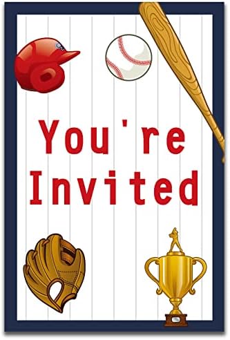 בייסבול הזמנות למסיבת יום הולדת 1 בייסבול מערך מילוי של 20 עם מעטפות מסיבת בייסבול ראשונה מזמינה כרטיסים לקישוט
