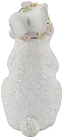 קולקציית גבעה סוערת פולירסין נצנצים ארנב פסחא לבן ארנב המסתיר ורוד וצהוב ביצה פסלון קישוט עיצוב