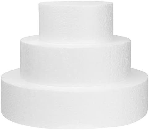 באגנייה 3 שכבות עוגת קצף עגול בובות, 3 גדלים עוגת חתונה מזויפת, דמה עוגת קצף לקישוט ותצוגת חתונה