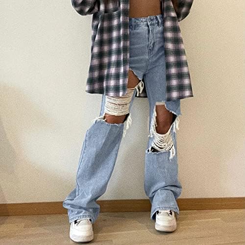 מיאשוי ז 'אן מכנסיים מטען לנשים בבאגי נשים של ג' ינס גבוהה מותן מכנסיים אופנה ג 'ינס רופף חור