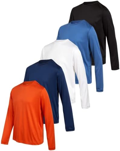 אקסטרים בנים אתלטי חולצה - 5 חבילה פעיל ביצועים יבש בכושר ארוך שרוול ספורט טי