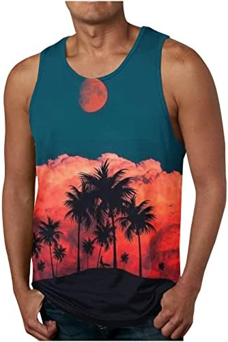 גברים של פרחוני גופייה אופנה שרוולים טיז כל מעל הדפסת טיז קיץ מזדמן ספורט חדר כושר חולצות הוואי חוף חופשה