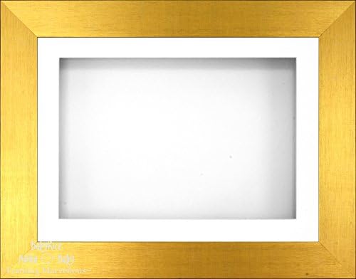 Babyrice 11.5x8.5 מוברש זהב תלת מימד מסגרת תצוגה / 1 חור לבן