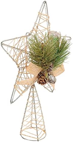 ABOOFAN 3 PCS קישוט לחג קישוט PINECONE TOPPER מתכת, טופרי אורן, קישוט צמחים בית לחם פנטגרם פנטגרם