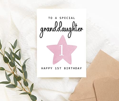 Moltdesigns לנכדה מיוחדת - כרטיס יום הולדת 1 שמח - גיל 1 - בן שנה - תינוקת חמודה ורודה מתנה לכרטיס יום הולדת