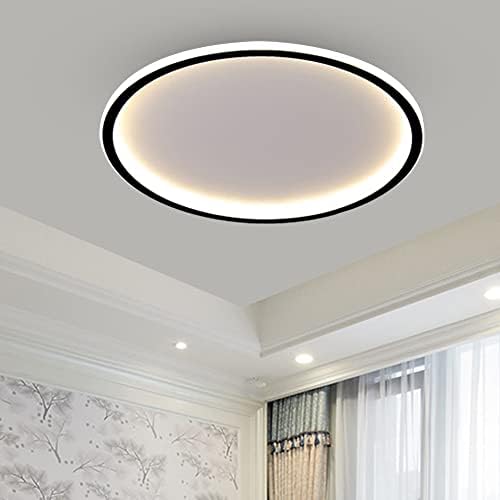 Liudefa LED תקרה תאורה מתקן סומק, מנורת תקרה שקועה עגולה 24 עם שלט רחוק והתאמת אפליקציות, שחור 66 וולט קרוב לחדר