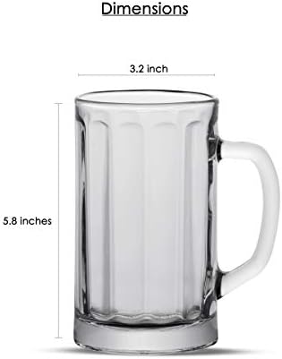 Vikko 13.5 גרם ספלי זכוכית בירה - ספלי בירה משוקללים בסיס משוקלל עם ידית נוחה - רב -תכליתית,