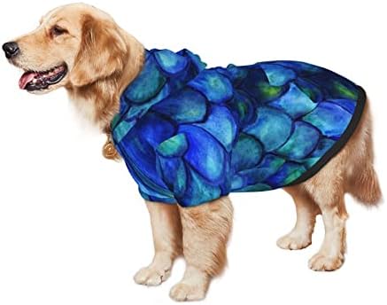 קפוצ'ון גדול של כלב צבעי מים בצבעי דגים כחולים-דגים סוודר בגדי חיות מחמד עם מעיל תלבושת חתולים רכה