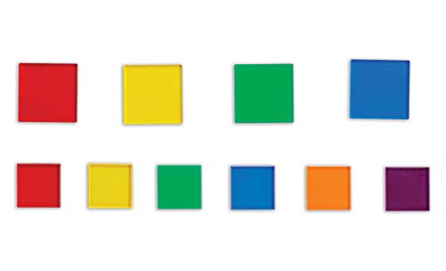 Edx Education אריחים שקופים - מיני צנצנת - ריבועים פלסטיים צבעוניים - אביזר קופסאות אור - משחק חושי - מניפולטיבי