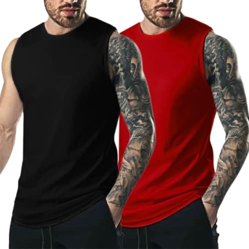 Lecgee לגברים 3 חבילות גופיות כושר גופיות ללא שרוולים אימון שריר כושר כושר פיתוח גוף חולצות T