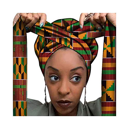 אפריקאי סגנון נשים של אפריקאי הדפסת שיער מצנפת טורבנים ראש כיסויי ראש שינה אנקרה צעיף, צבע_1, 1 לספור