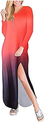 נשים סתיו שמלה ארוך שרוול או צוואר סדק גבוהה נמוך מכפלת מזדמן רופף מידי ארוך שמלות סוודר טוניקת חולצה