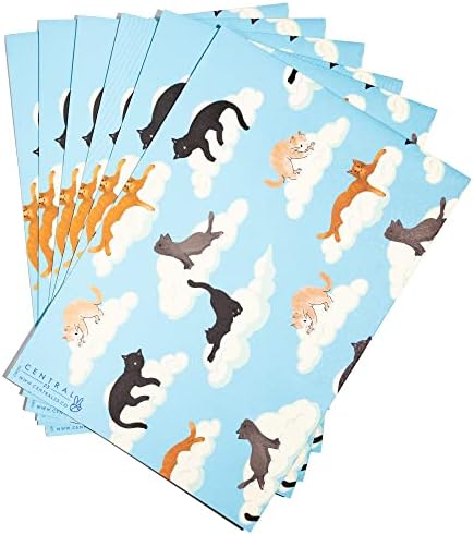 מרכזי 23 חתול גלישת נייר-6 גיליון יום הולדת מתנה לעטוף עם תגים-חתולים על עננים - כחול גלישת נייר-עבור