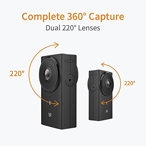 Yi 360 VR מצלמה עדשות כפולות 5.7K HI רזולוציה מצלמה פנורמית עם ייצוב תמונה אלקטרונית, תפירה 4K במצלמה