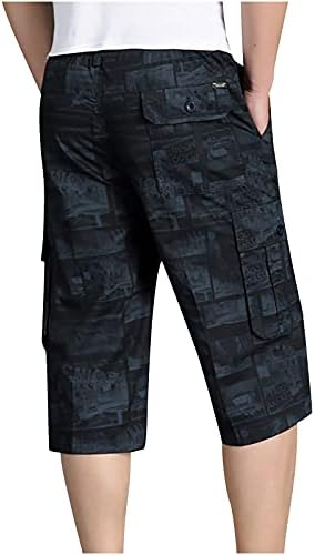 ביוניו גברים מתחת למכנסיים קצרים של מטען בברך, בתוספת גודל מודפס מזדמן המותניים המותניים המותניים מכנסיים