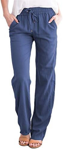 מכנסי טרנינג יוגה לנשים מכנסי טרקלין רגליים רחבות שרוך נוח מכנסי רצים עם כיסים