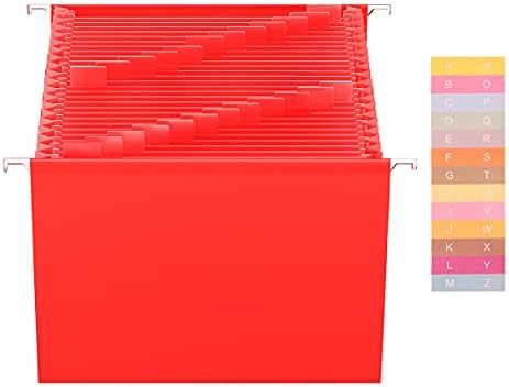 ג ' ים צבעוני פלסטיק תליית קובץ תיקיות מכתב גודל, 25 כיסים האקורדיאן קובץ ארגונית עמיד מחוזק הרחבת קובץ